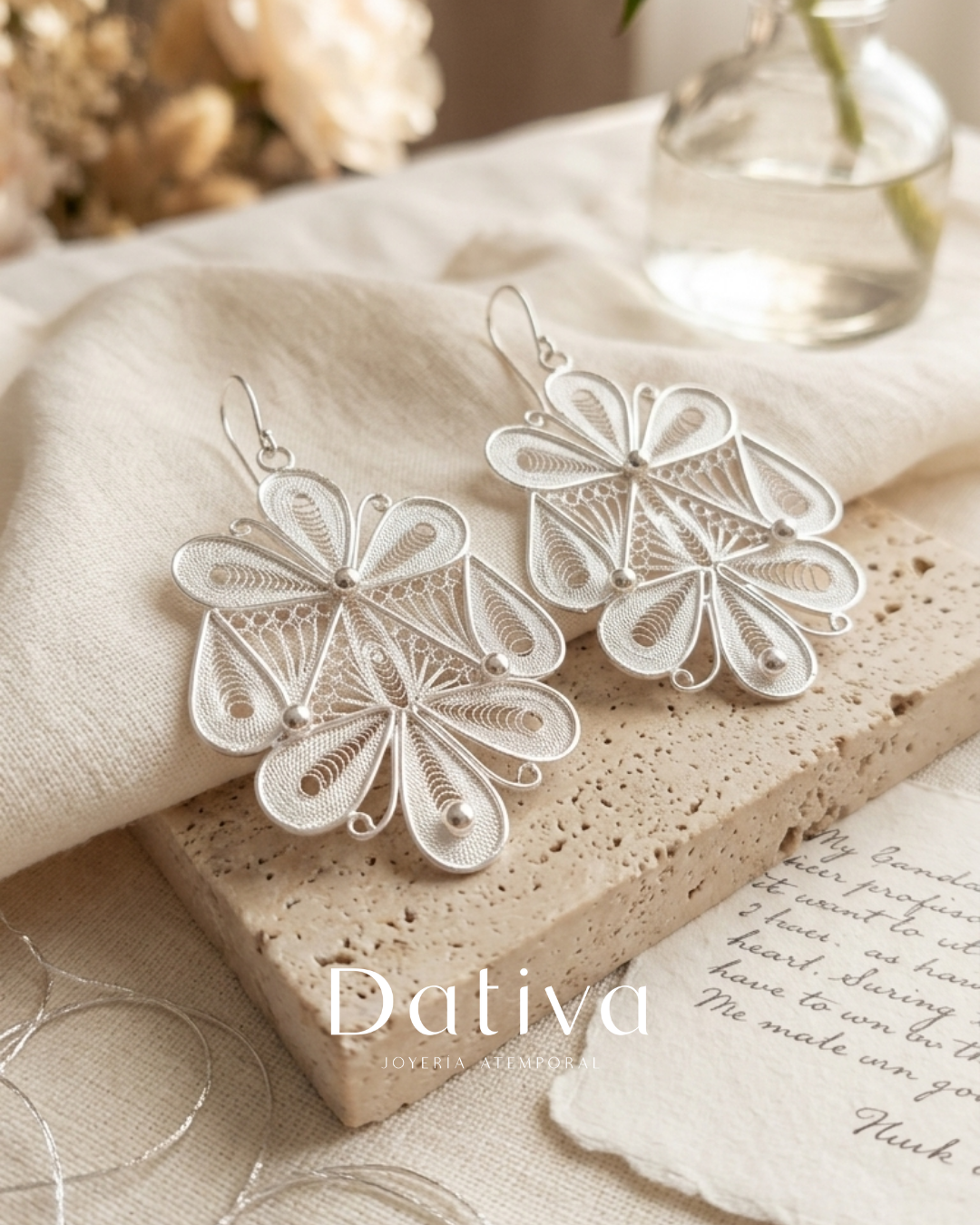 Venera de Verano Aretes de Filigrana de Plata