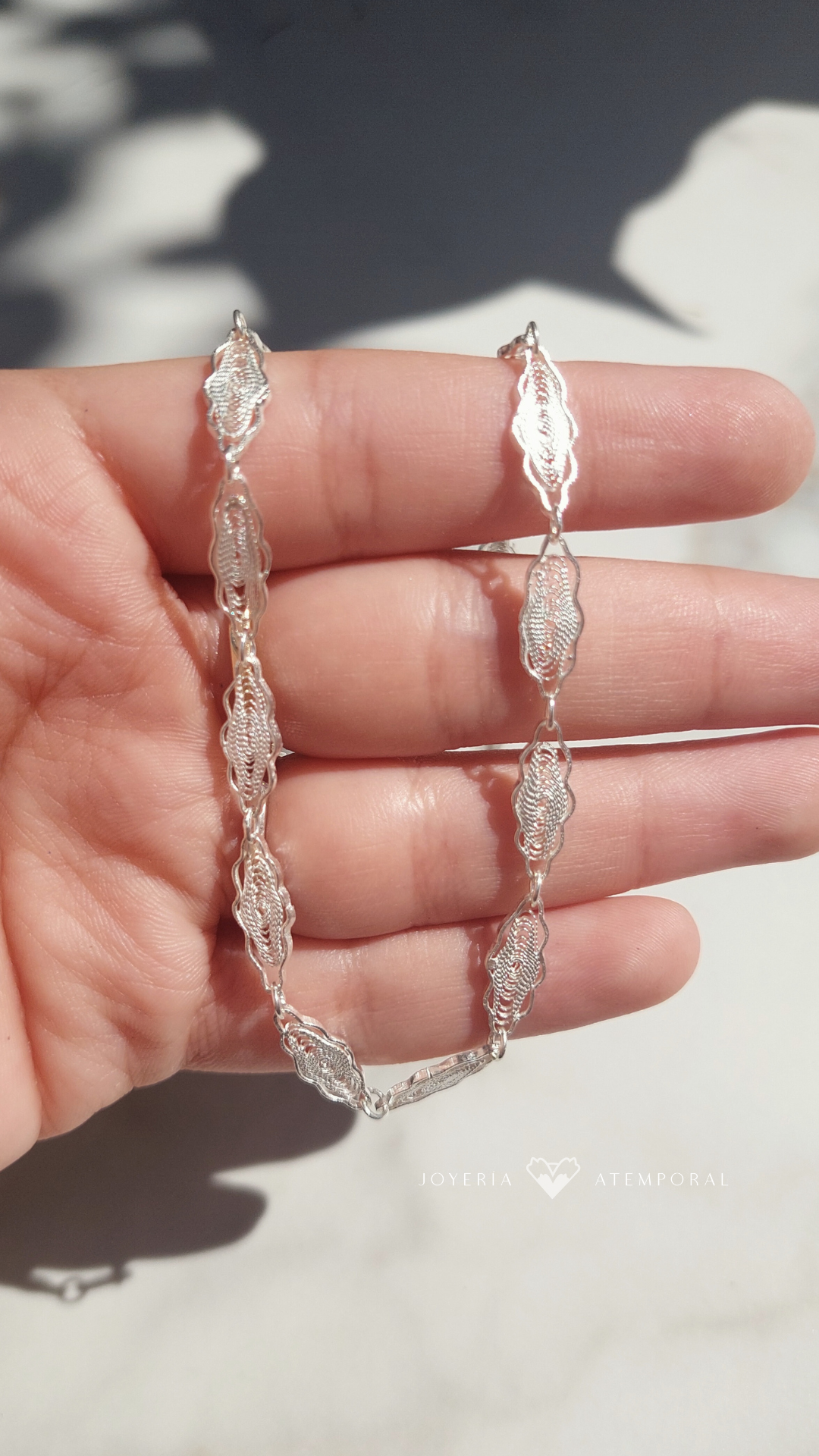 Cadena en Filigrana de plata ondas