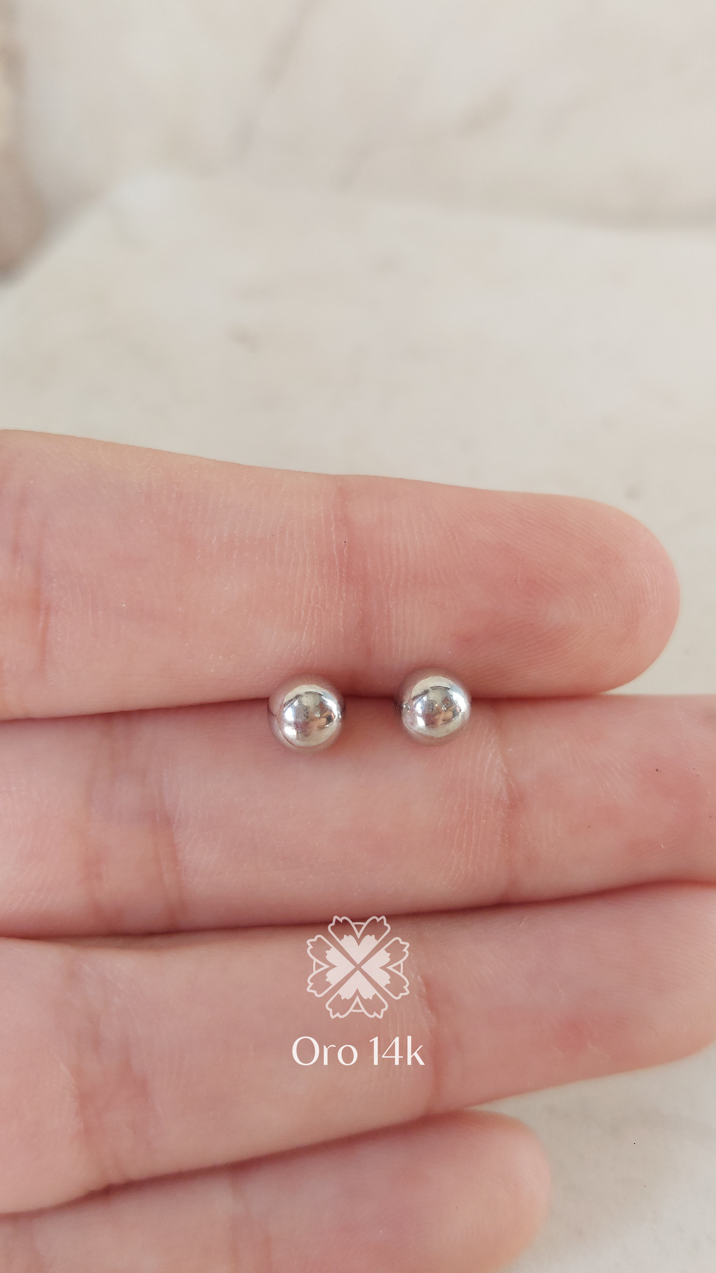 Broquel Bolita Oro Blanco