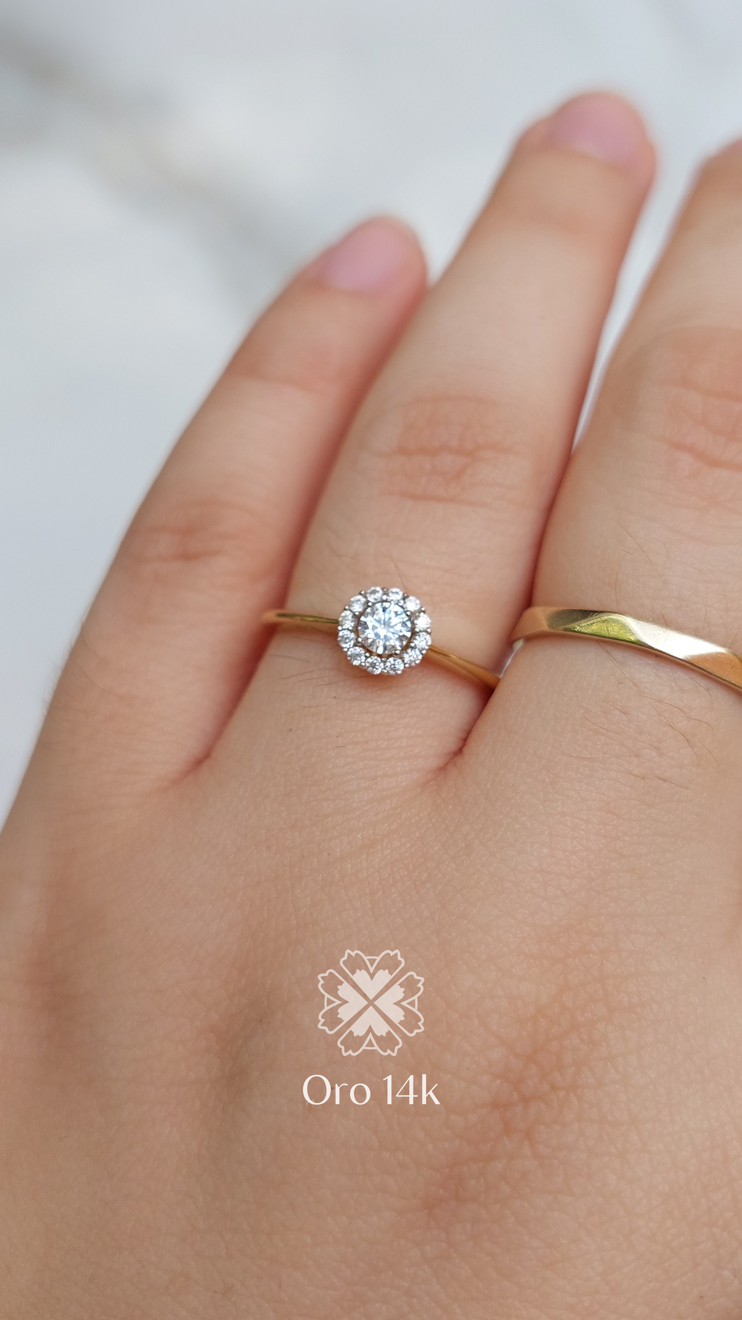 Anillo Promesa Halo Blanco