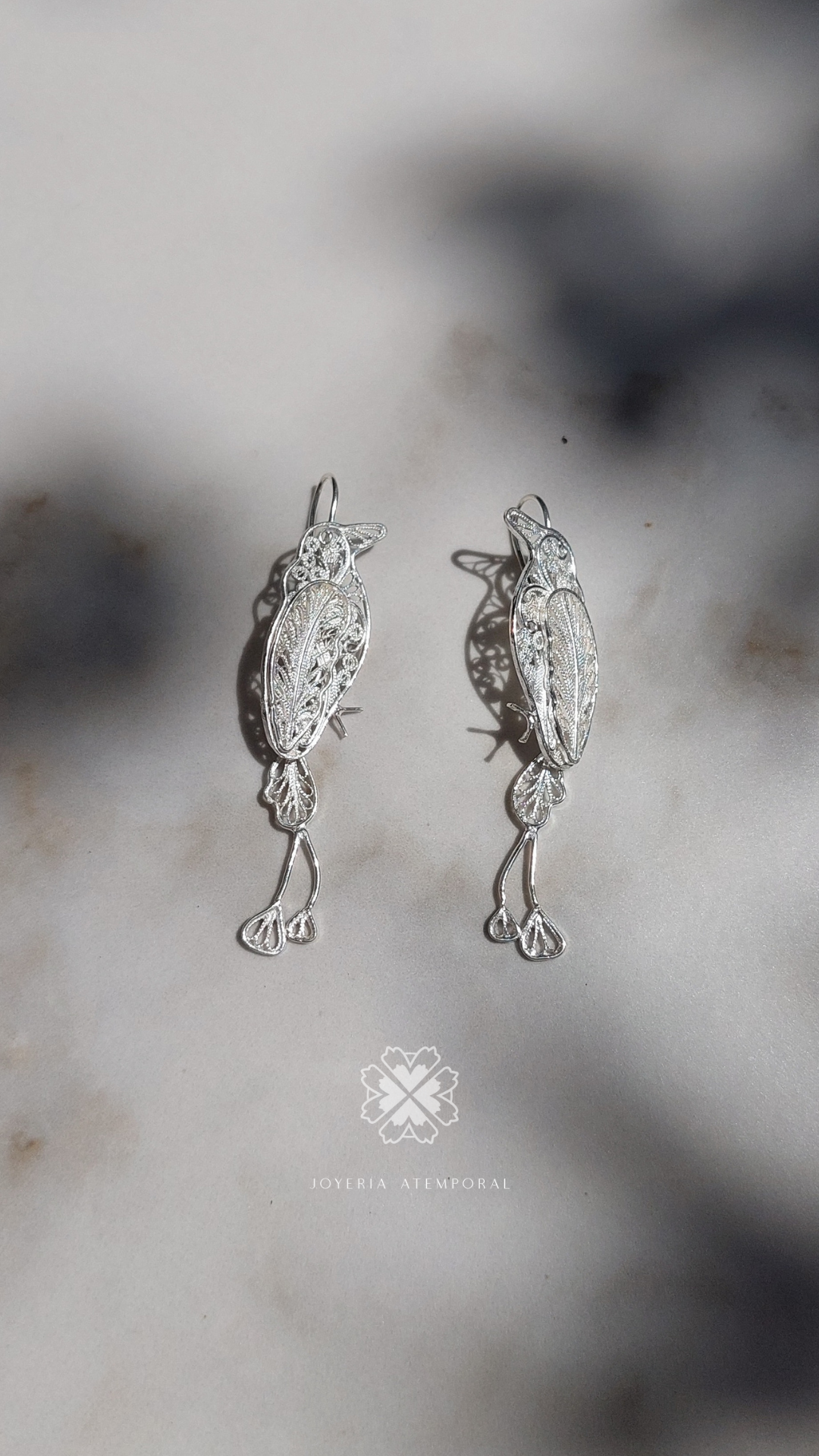 Arete Filigrana de Plata de Gancho pajaro toh