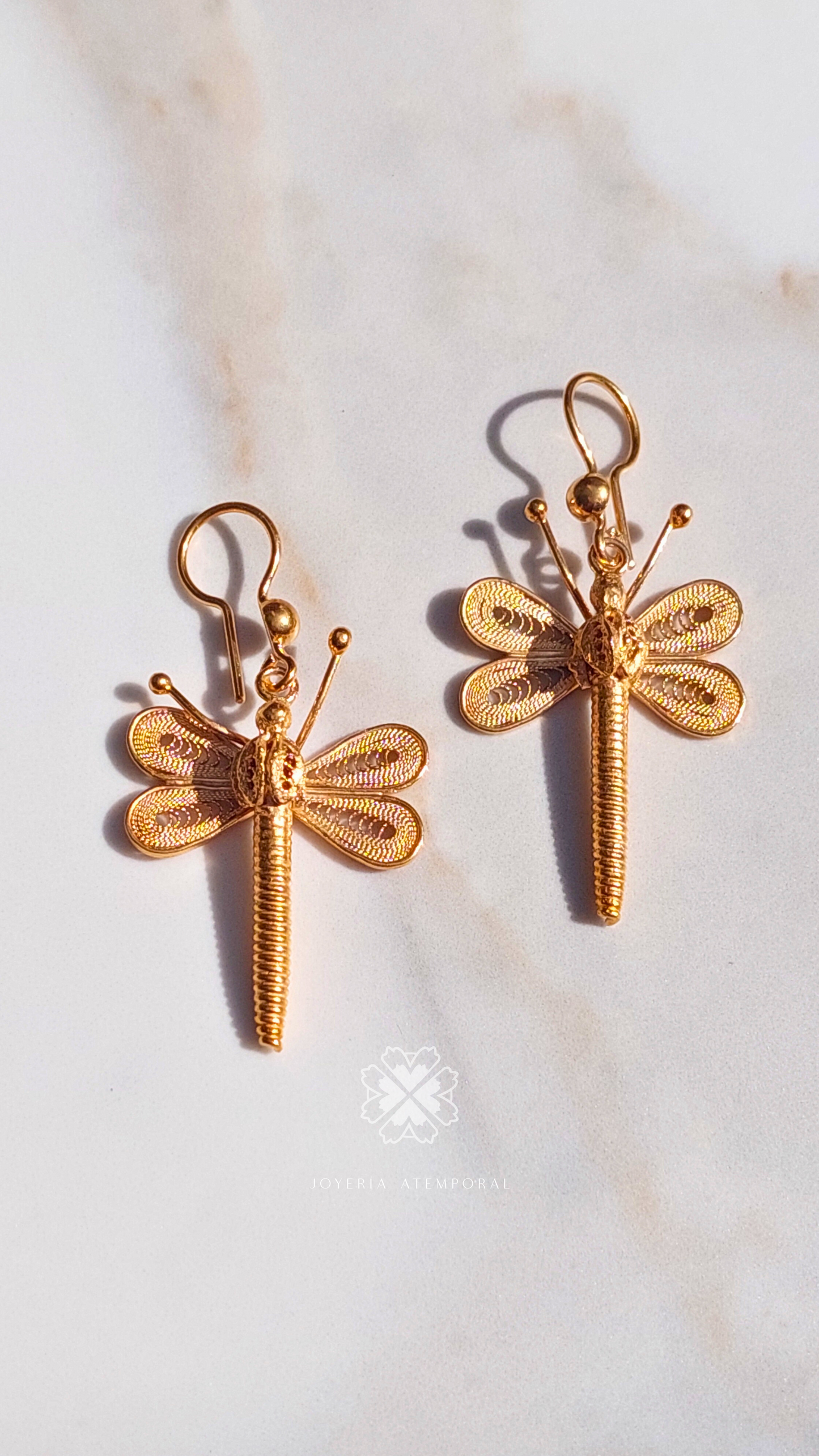 Arete Filigrana de Plata Gancho libélula