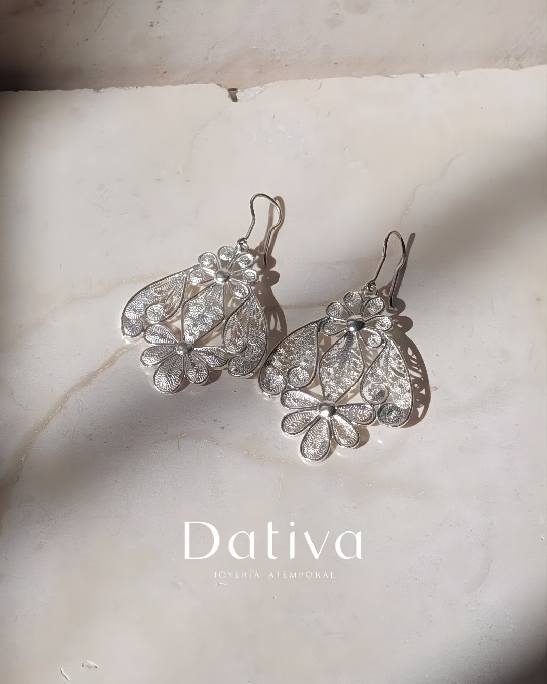 Arete Filigrana de Plata Gancho Paloma