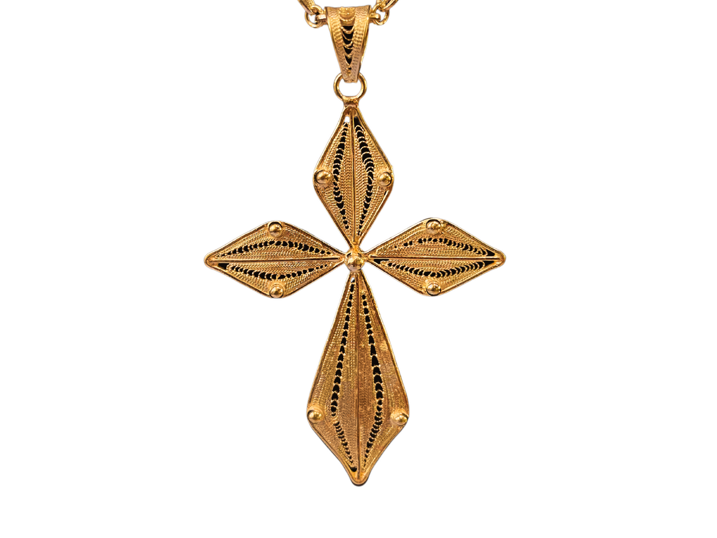 Dije de Cruz de Filigrana de Plata Romboide