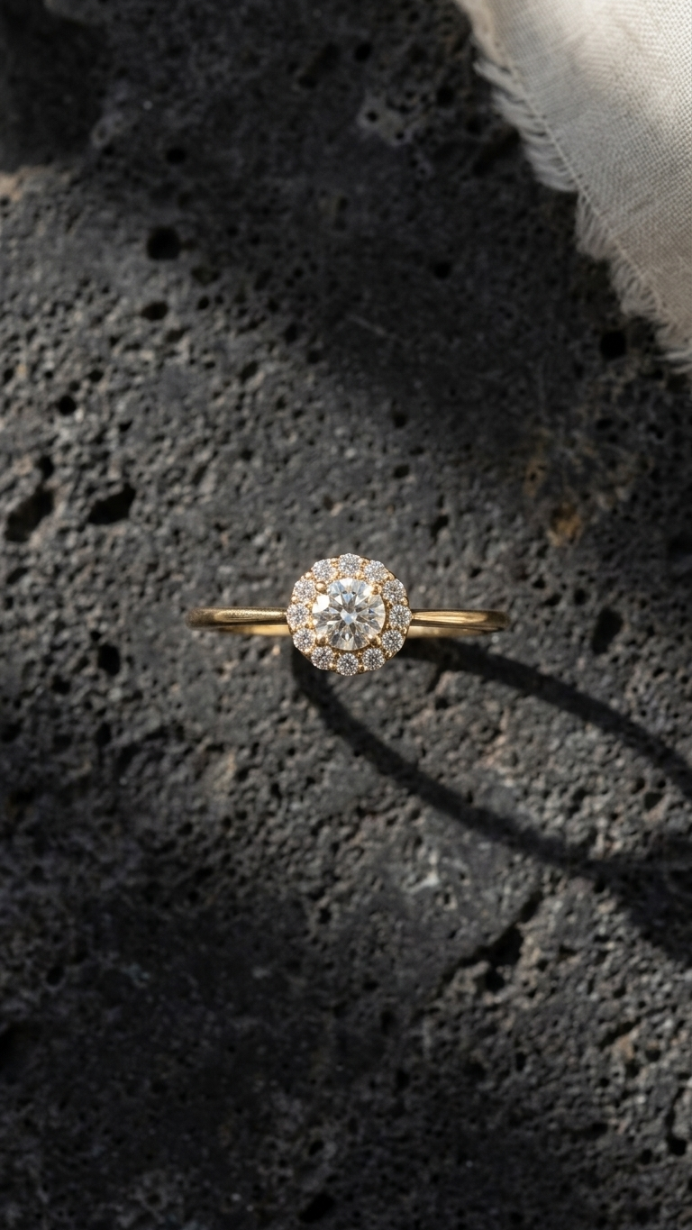 Anillo Promesa Halo Blanco