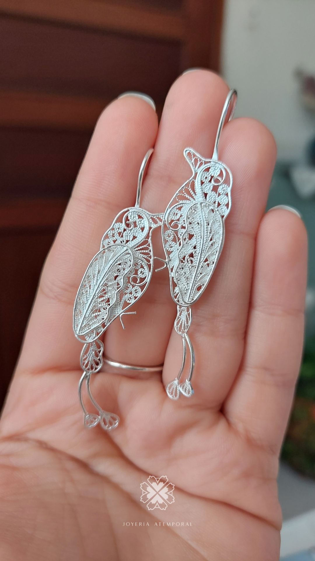 Arete Filigrana de Plata de Gancho pajaro toh