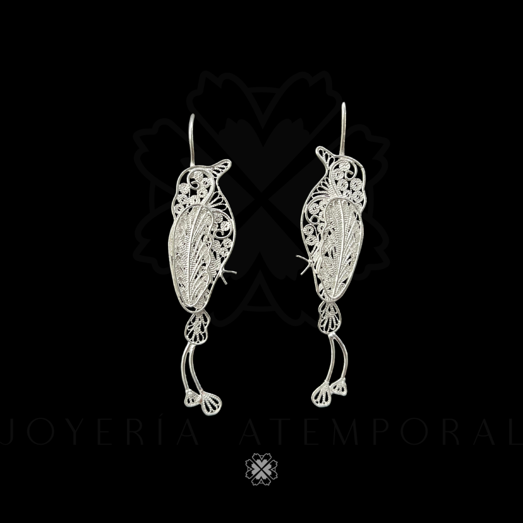 Arete Filigrana de Plata de Gancho pajaro toh