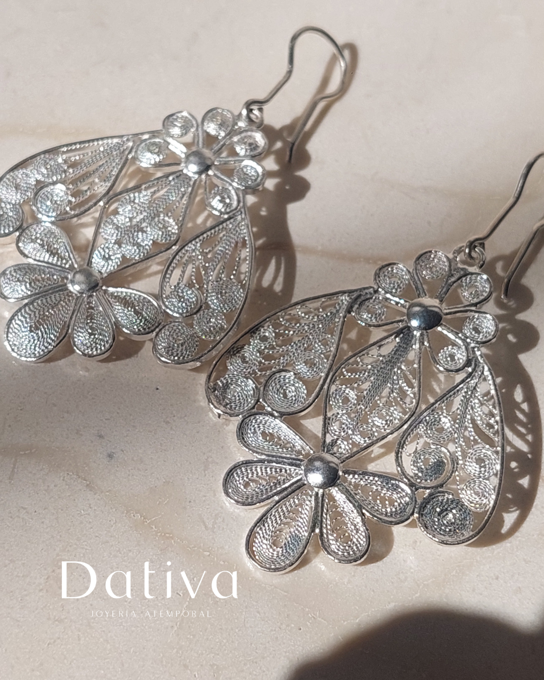 Arete Filigrana de Plata Gancho Paloma