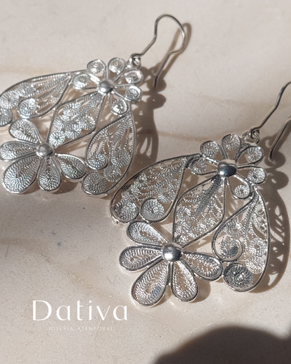 Arete Filigrana de Plata Gancho Paloma