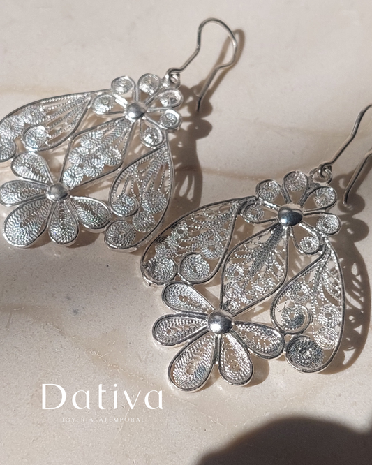 Arete Filigrana de Plata Gancho Paloma