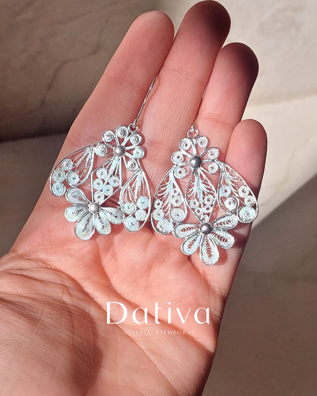 Arete Filigrana de Plata Gancho Paloma