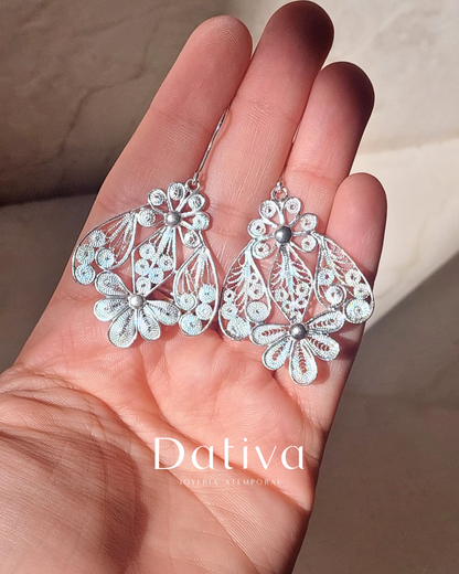 Arete Filigrana de Plata Gancho Paloma