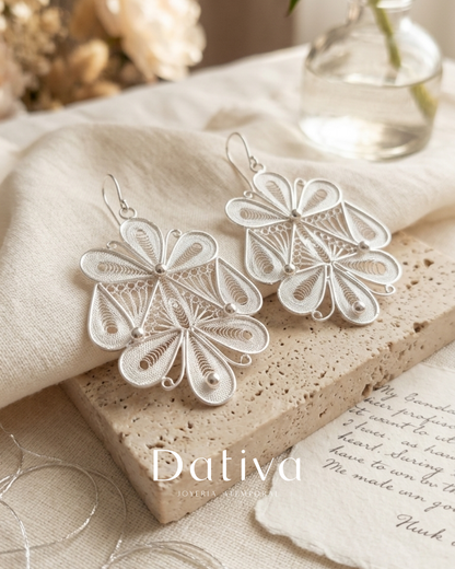 Venera de Verano Aretes de Filigrana de Plata