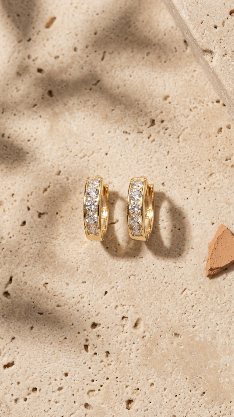Aretes Tipo Huggie con Zirconias