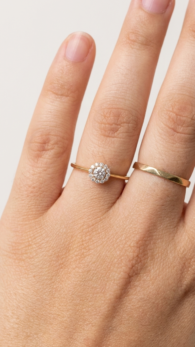Anillo Promesa Halo Blanco