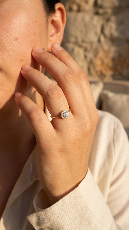 Anillo Promesa Halo Blanco