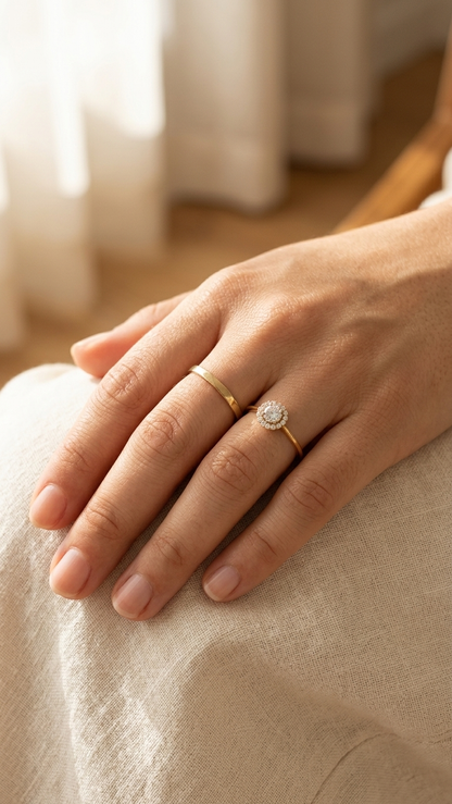 Anillo Promesa Halo Blanco