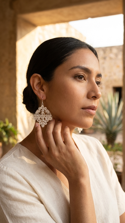 Arete Filigrana de Plata Gancho Paloma
