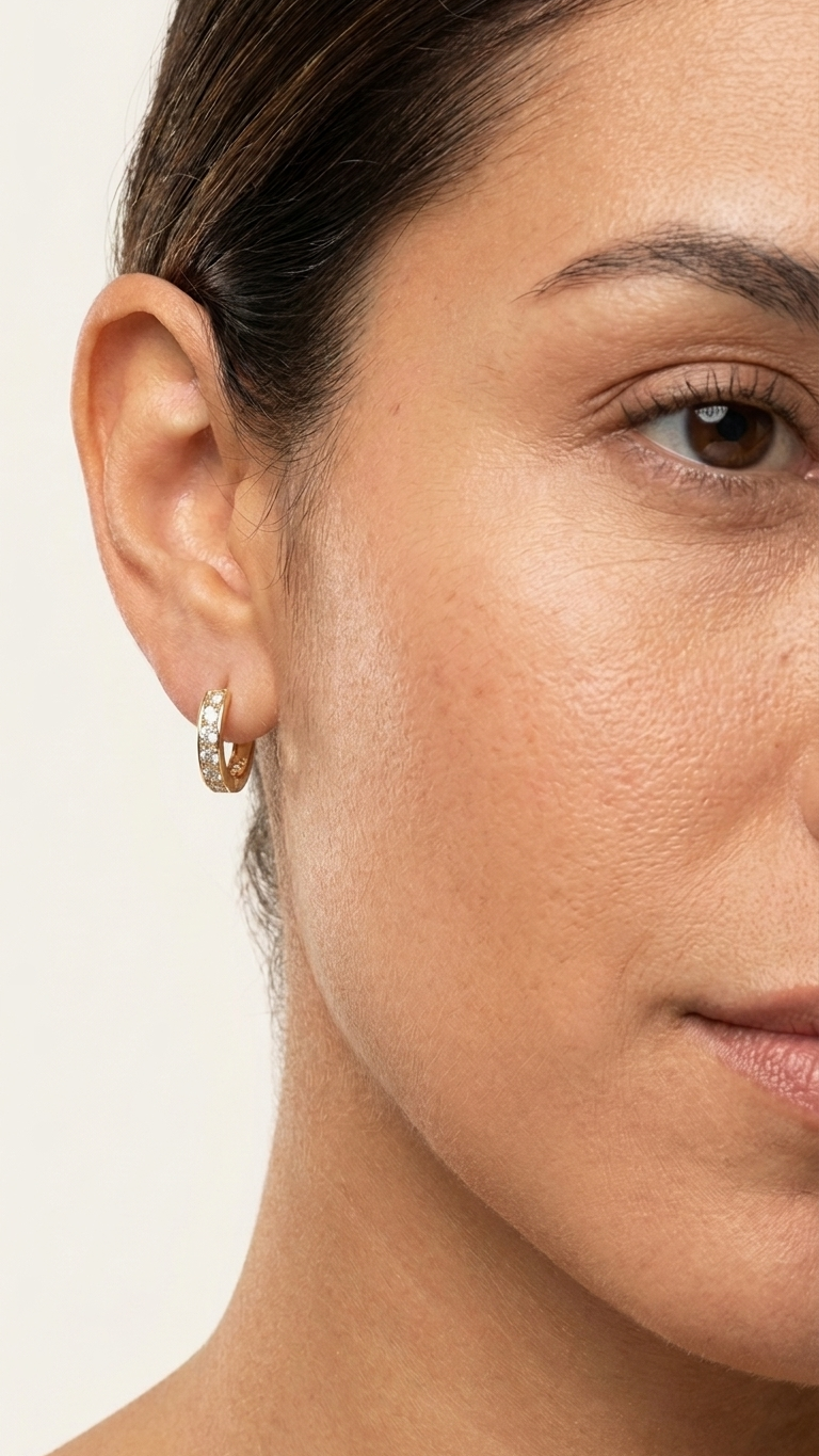 Aretes Tipo Huggie con Zirconias